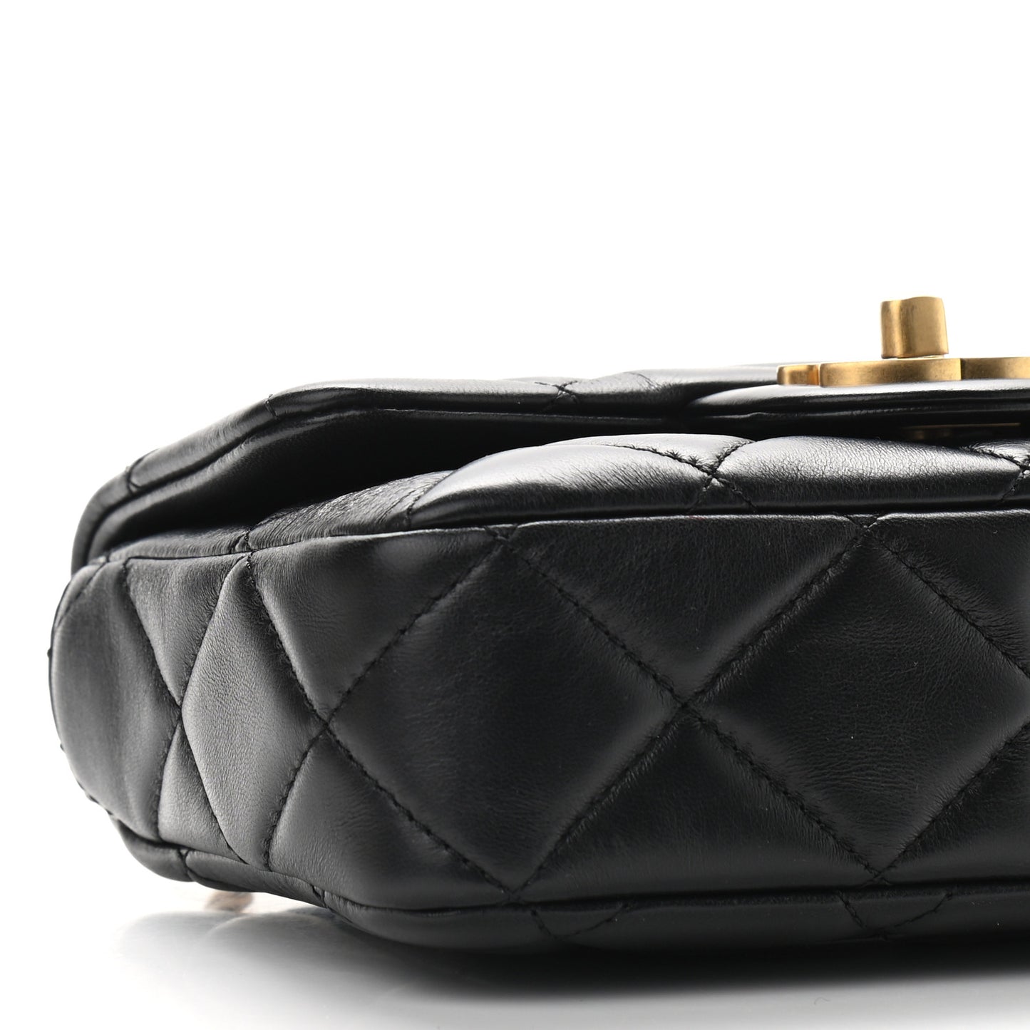 Lambskin Enamel Quilted Mini Pending CC Square Flap Black