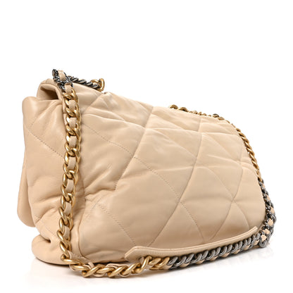 Chanel Lambskin Quilted Maxi Chanel 19 Flap Beige 3 of 10