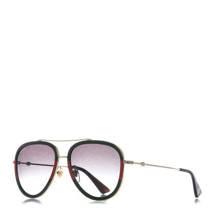 Gucci Web Aviator Sunglasses GG0062S Green Red 1 of 8