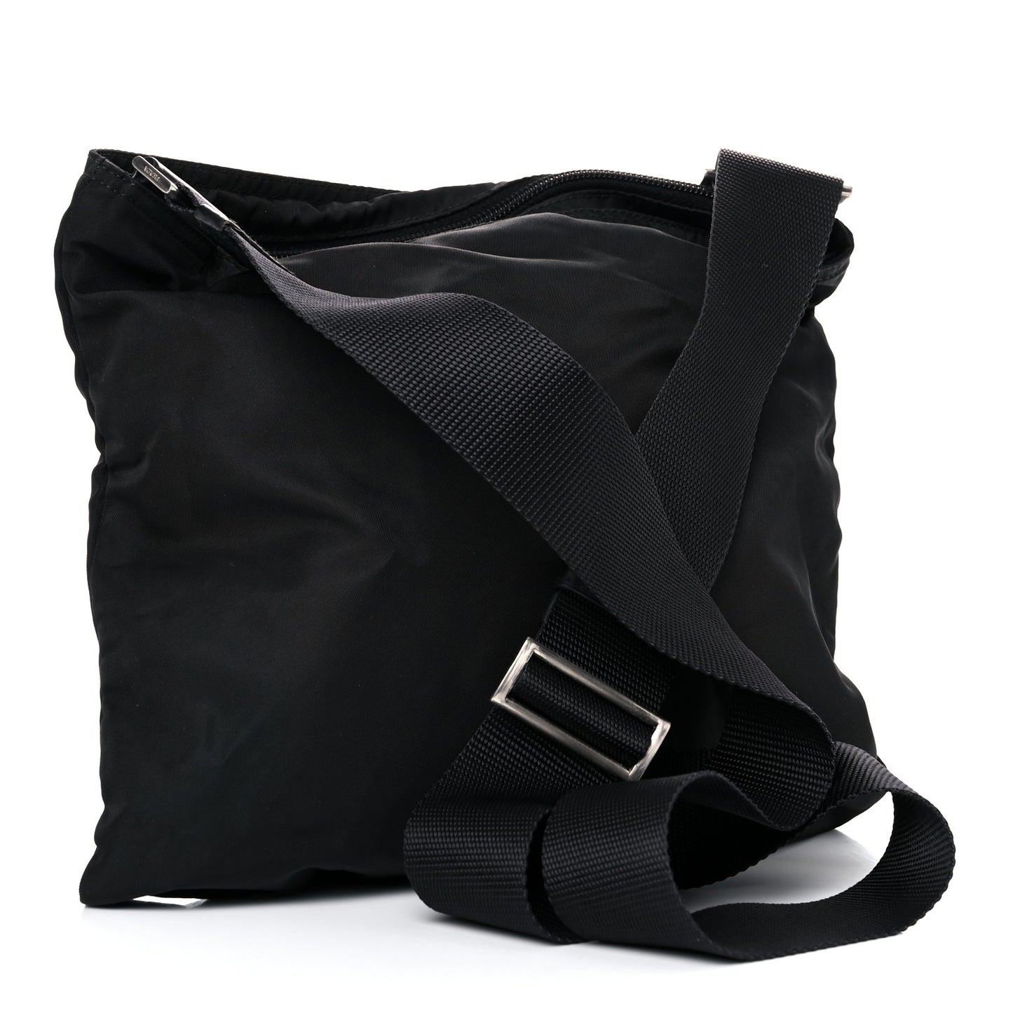 Nylon Saffiano Flat Messenger Bag Black