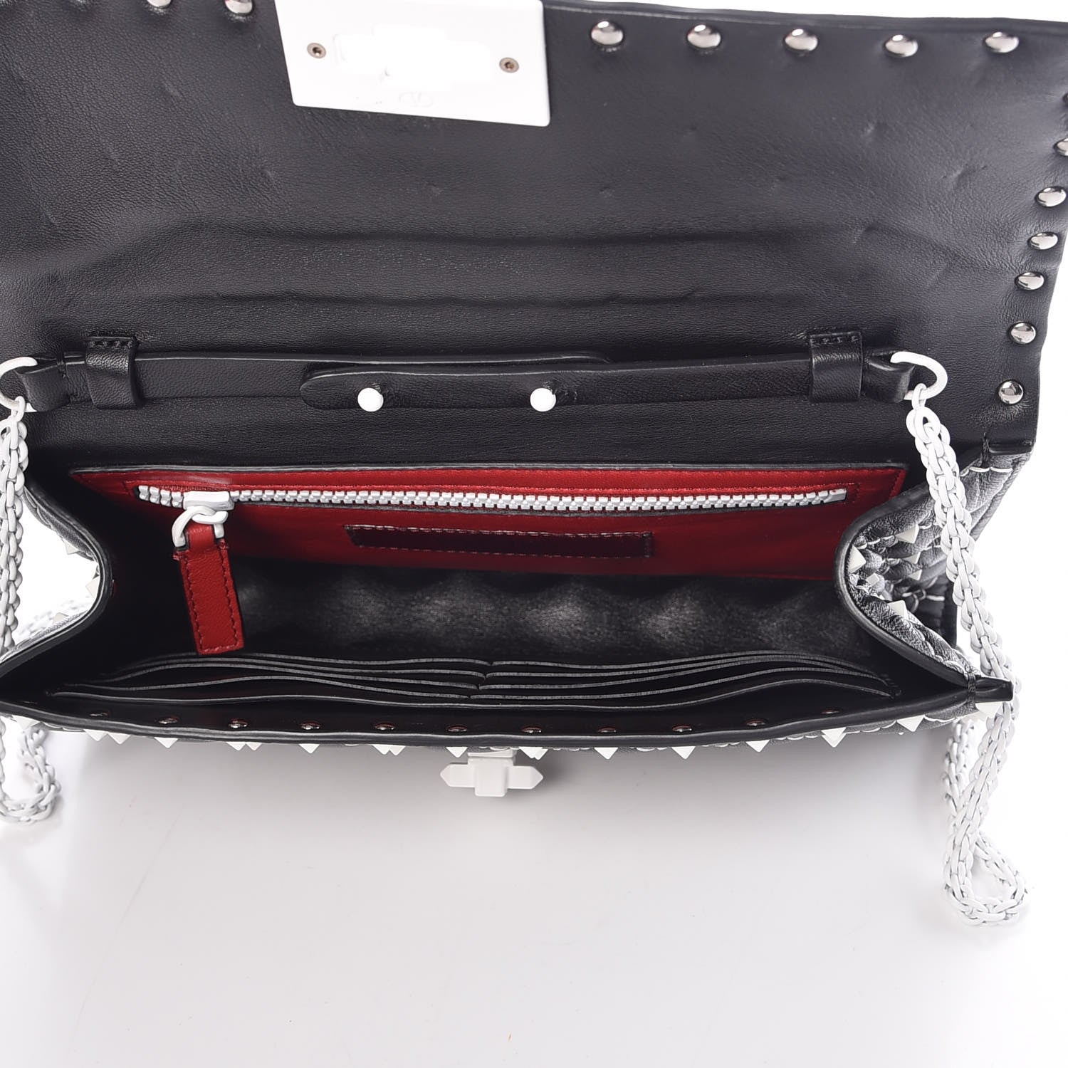 Valentino Garavani Lambskin Free Rockstud Spike Wallet On Chain Black 5 of 6