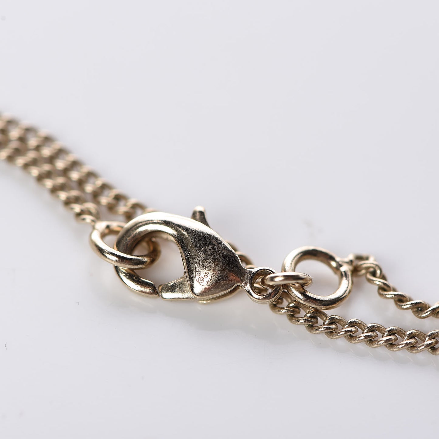 Pearl Crystal Baguette CC Long Necklace Gold