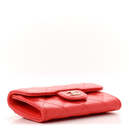 Chanel Lambskin Quilted Flap Card Holder Wallet Coral 4 of 9