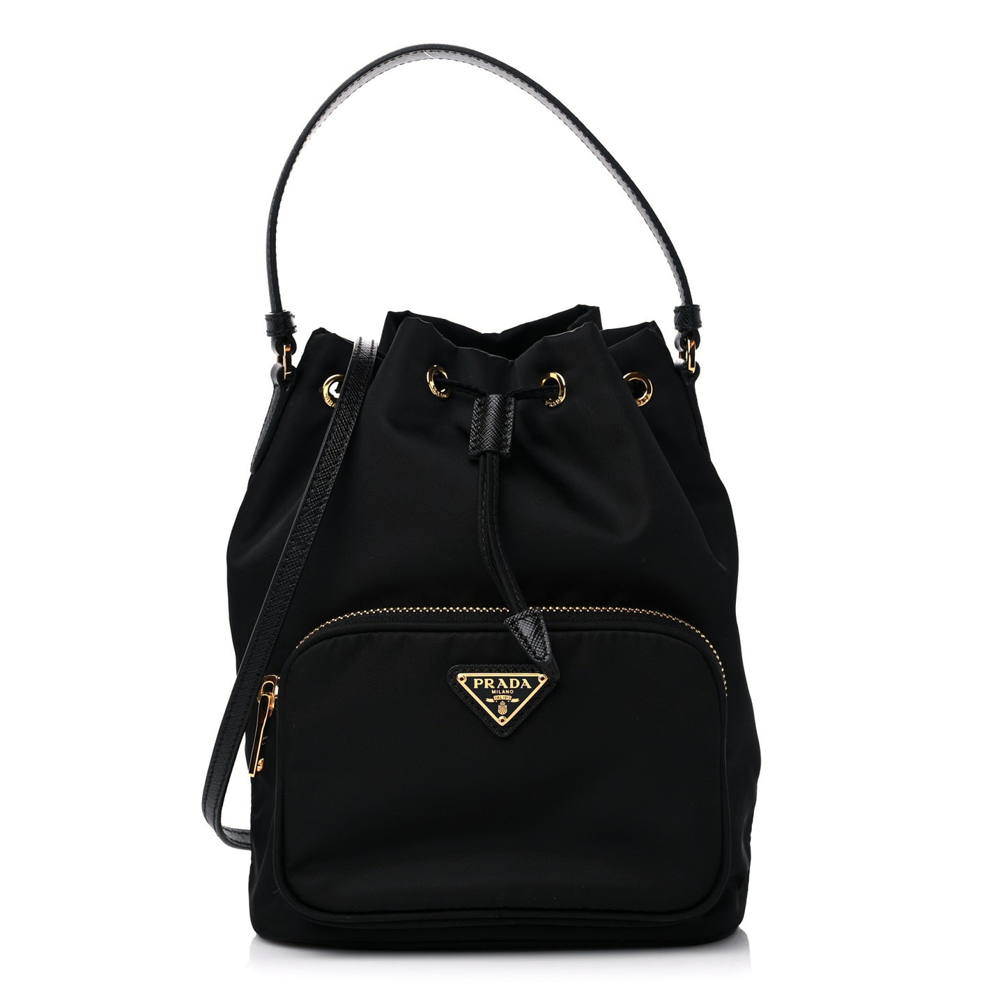 Re-Nylon Duet Drawstring Shoulder Bag Black