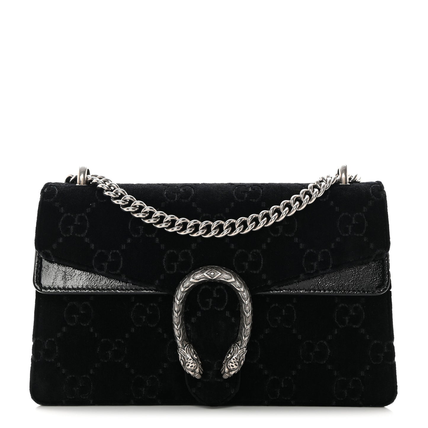Velvet GG Monogram Small Dionysus Shoulder Bag Black