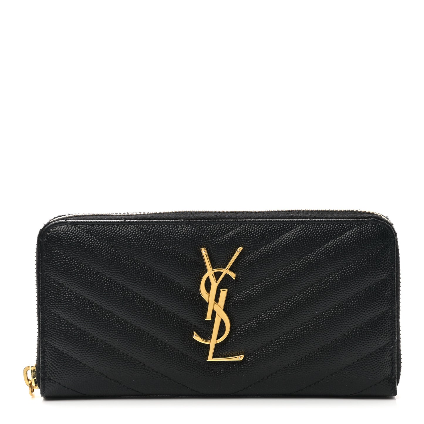 Grain De Poudre Matelasse Chevron Monogram Zip Around Wallet Black