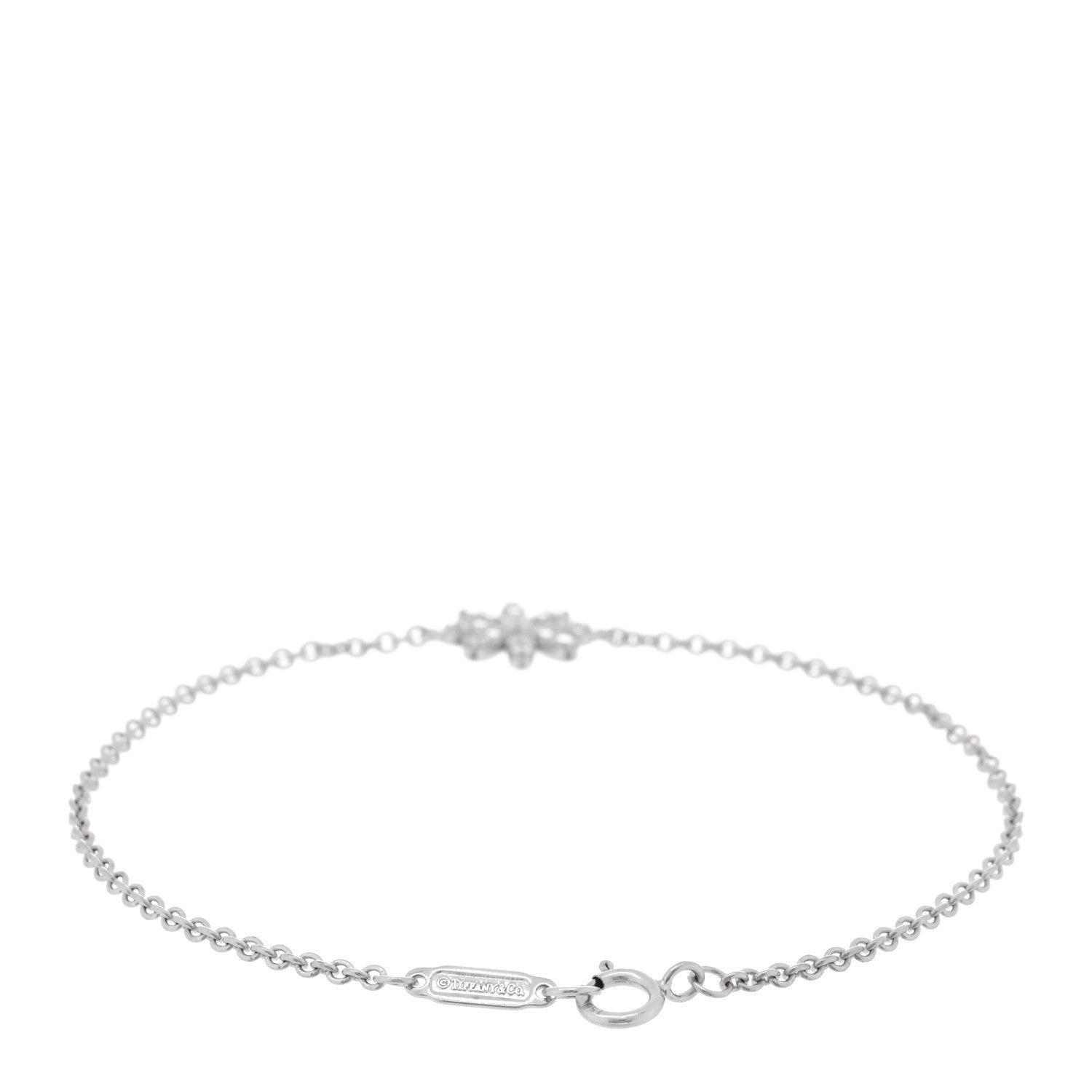 Tiffany 18K White Gold Diamond Enchant Garden Flower Bracelet 2 of 4