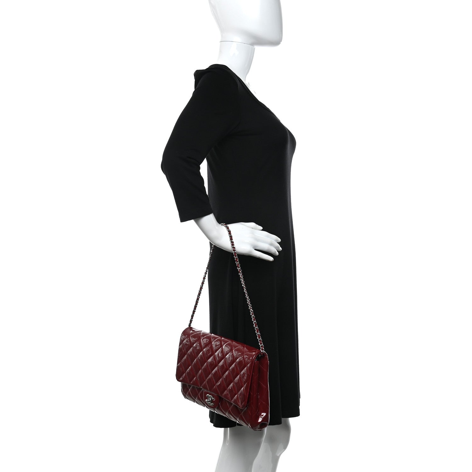 Chanel Patent Quilted Clutch With Chain Flap Red 2 of 13