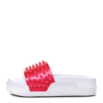 Christian Louboutin Calfskin Donna Studded Pool Fun Platform Flat Slide Sandals 36 Floride 1 of 4
