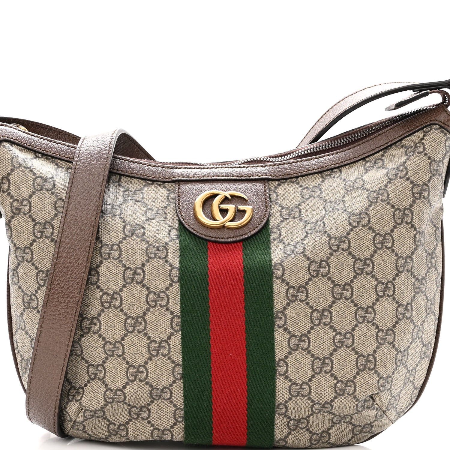 Gucci GG Supreme Monogram Web Small Ophidia Half Moon Hobo Brown 8 of 10