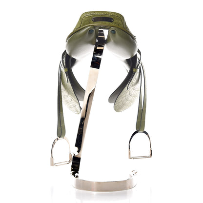Hermes Crocodile Niloticus Ultra Soft Mini Steinkraus Saddle Vert Pelouse 6 of 34