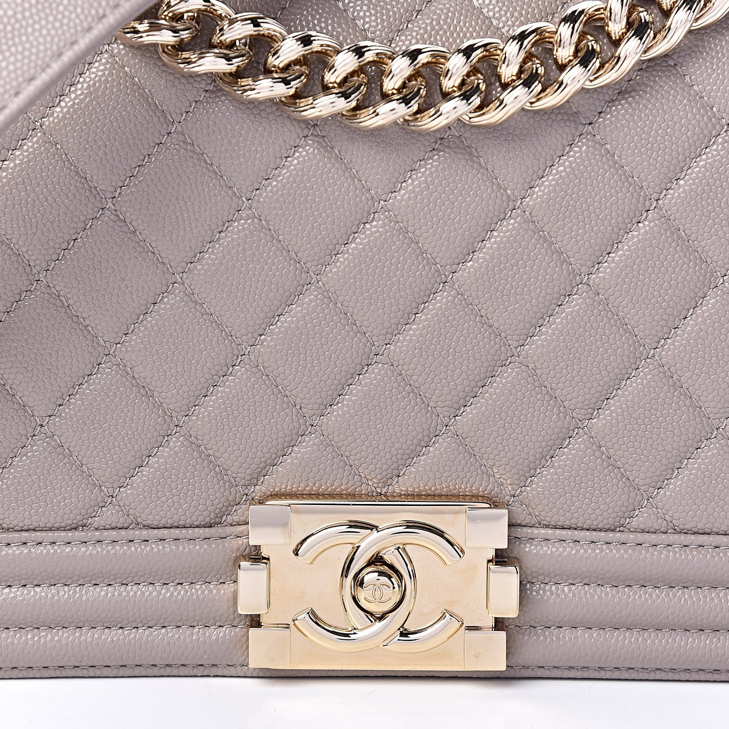 Caviar Quilted Medium Boy Flap Dark Beige