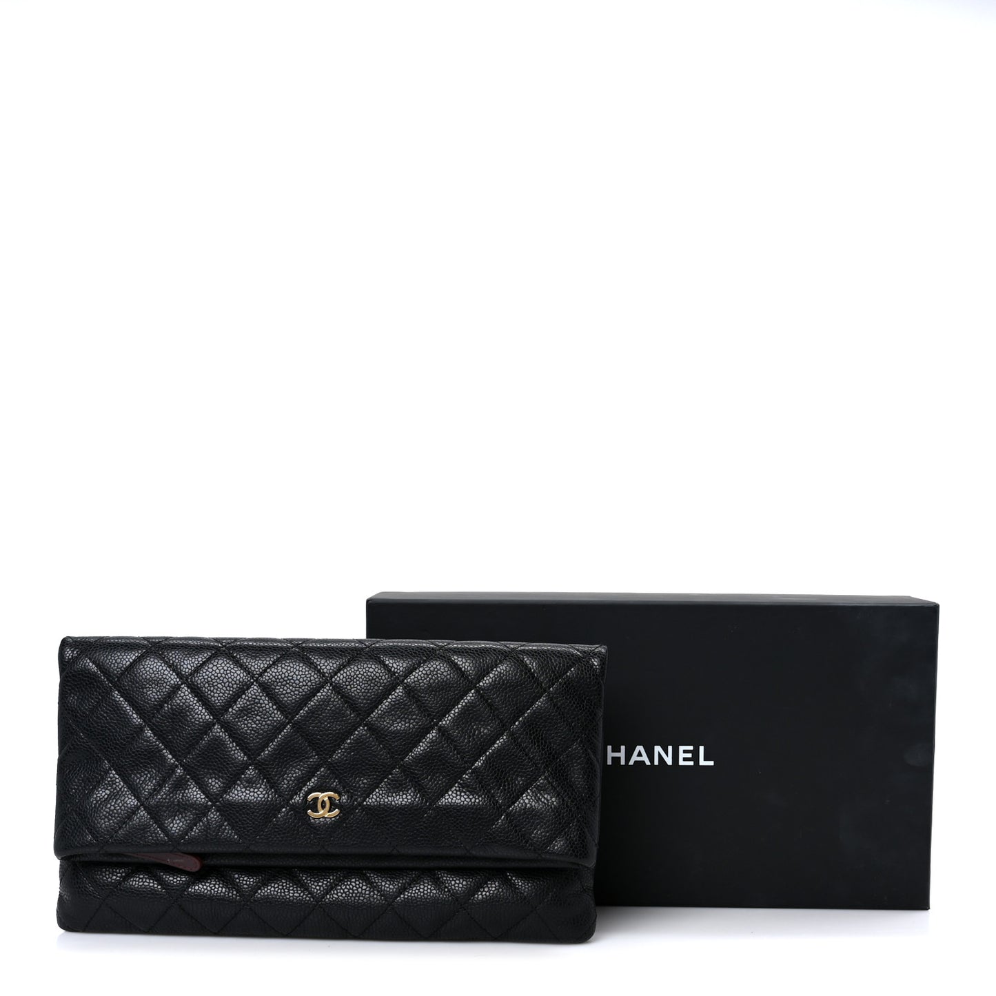Caviar Quilted CC Beauty Clutch Black