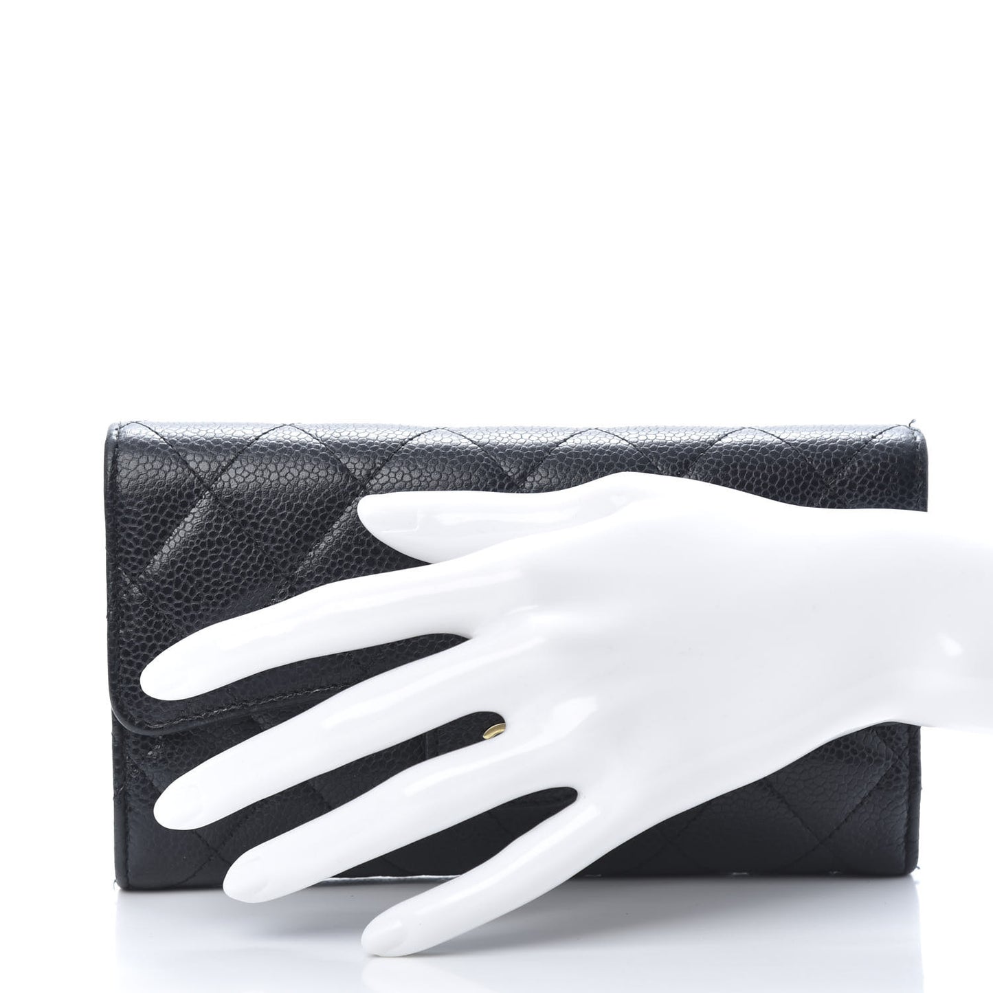 Caviar Quilted Large Flap Wallet Black