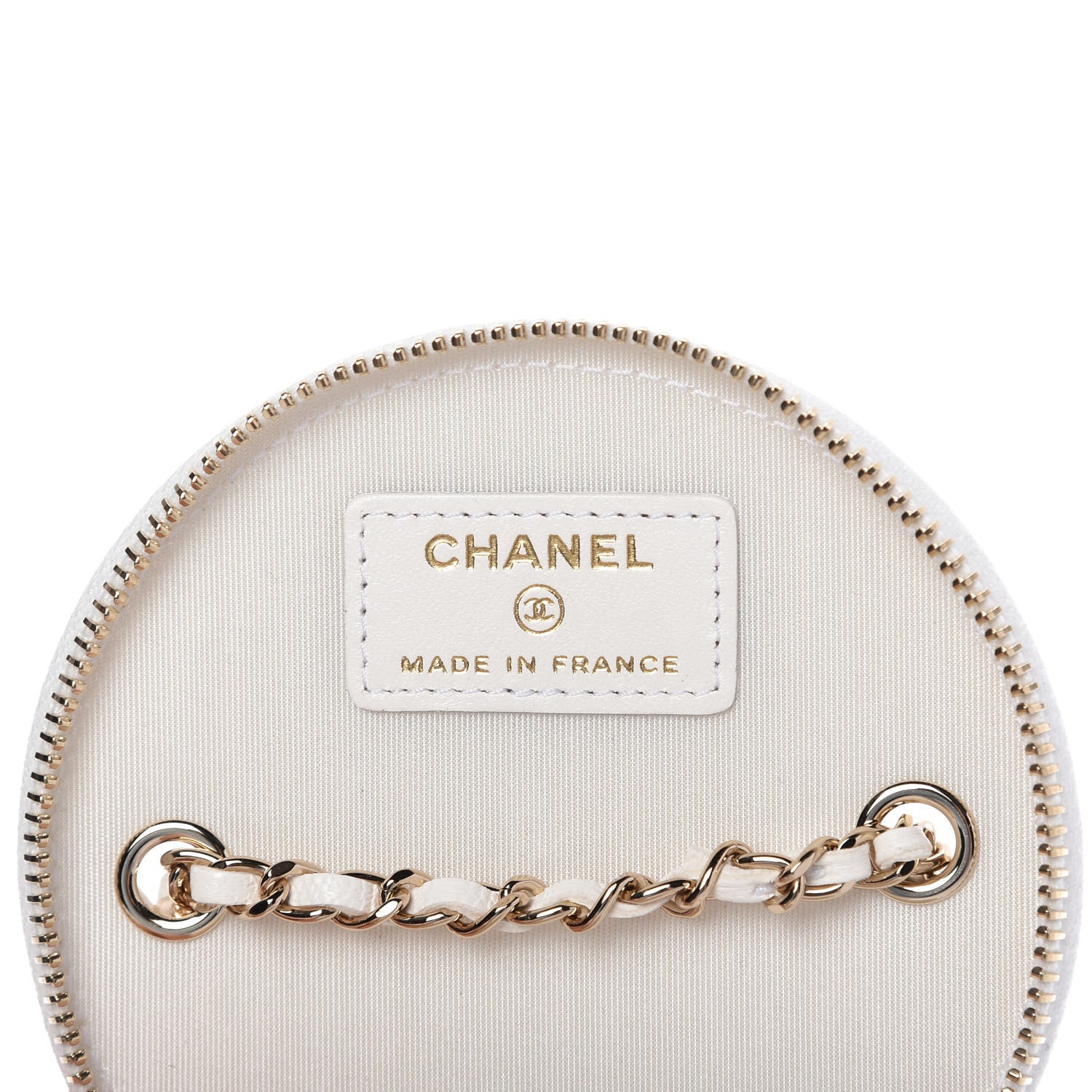 Chanel Lambskin Quilted Round Small Vanity Case With Chain White Black 6 of 9
