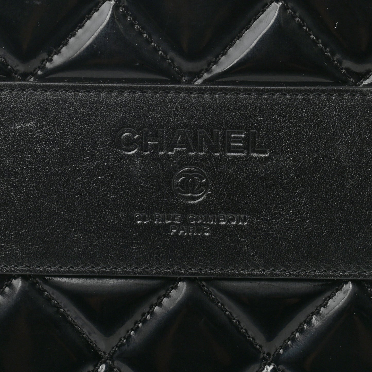 Vinyl Calfskin Quilted Trolley Rolling Luggage Black