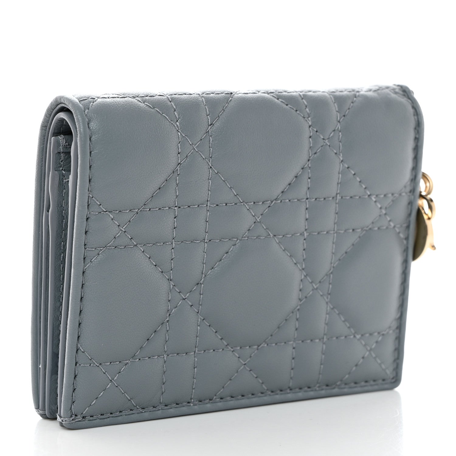 Christian Dior Lambskin Cannage Mini Lady Dior Wallet Cloud Blue 5 of 14