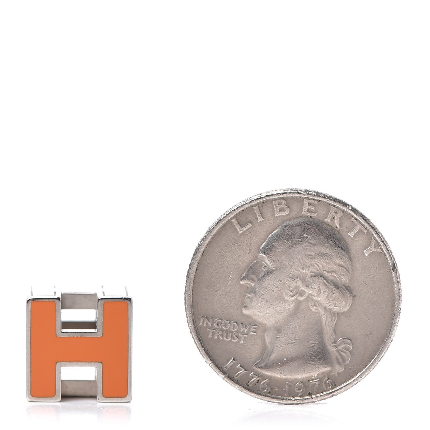 Palladium Lacquered Cage d'H Pendant Necklace Orange Fonce