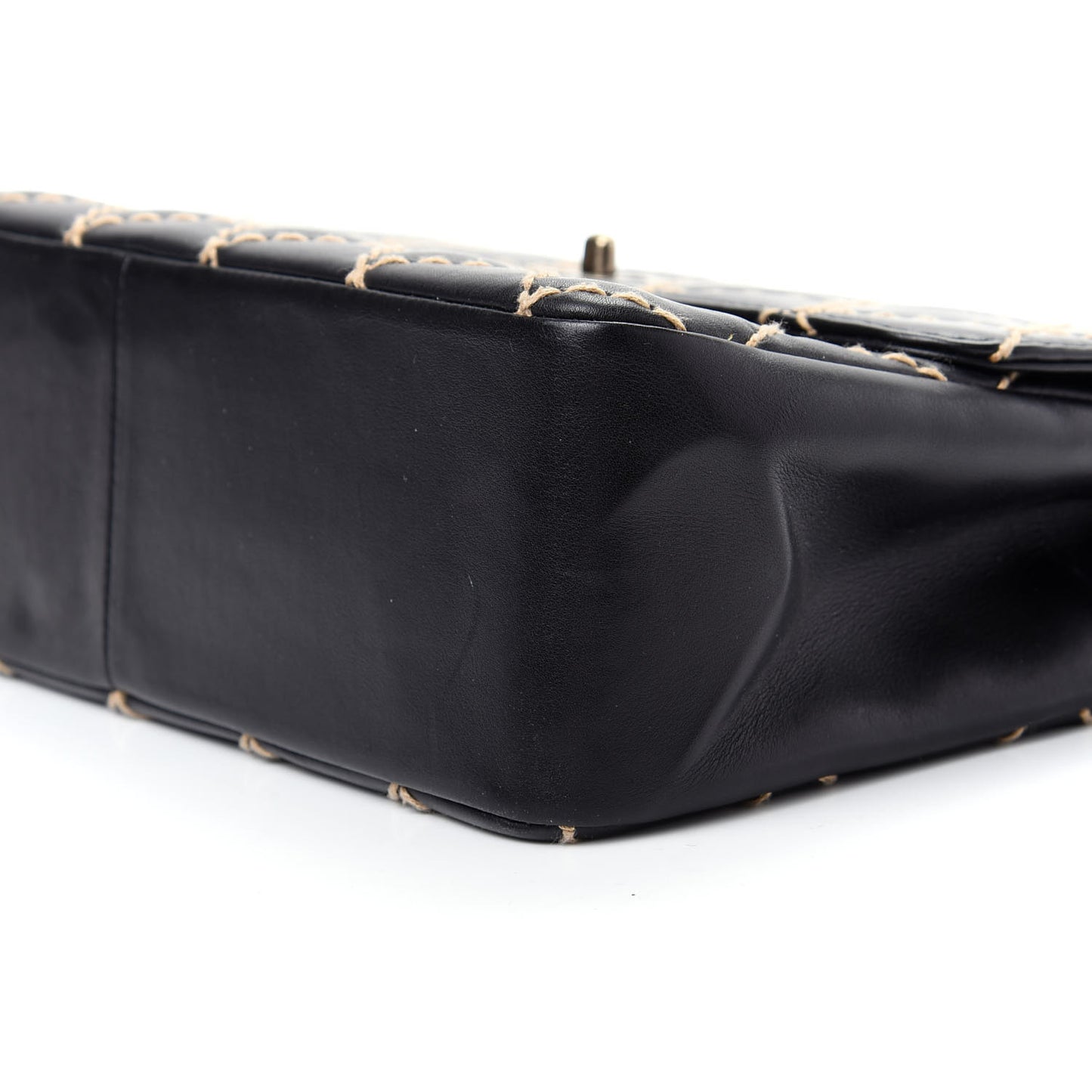Calfskin Wild Stitch Jumbo Flap Black
