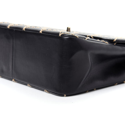 Chanel Calfskin Wild Stitch Jumbo Flap Black 7 of 9