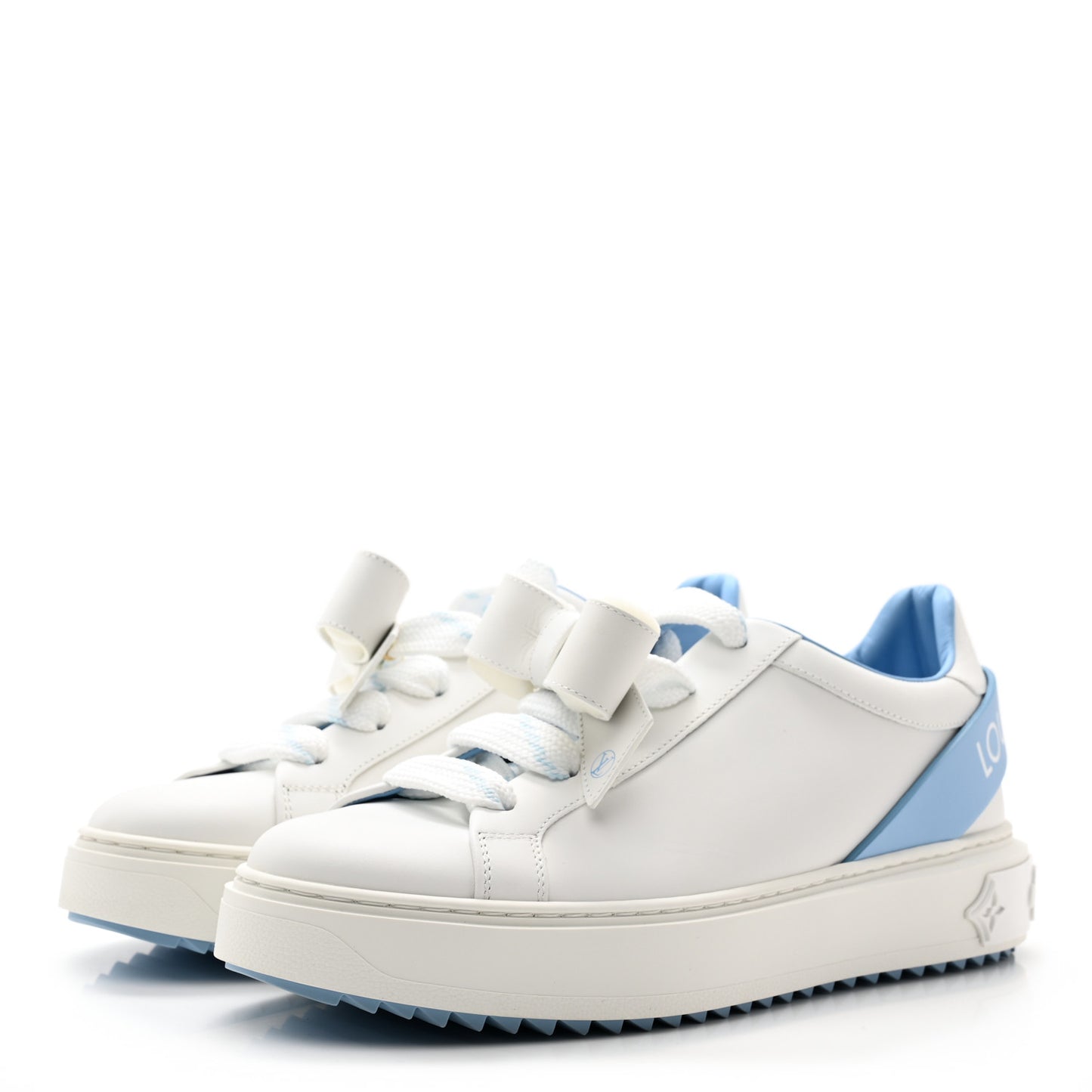 Calfskin Time Out Bow Sneakers 40 Blue