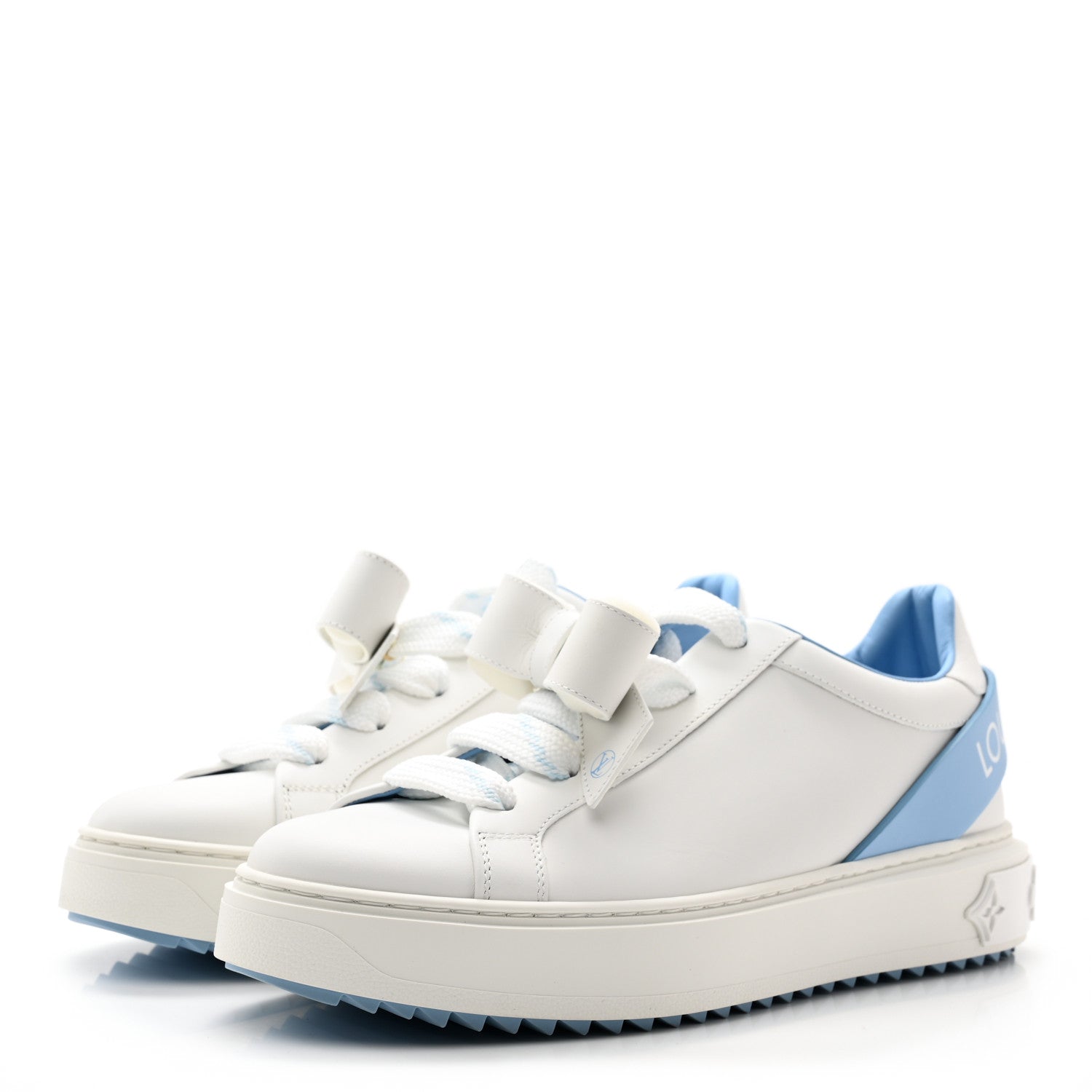 Louis Vuitton Calfskin Time Out Bow Sneakers 40 Blue 3 of 11