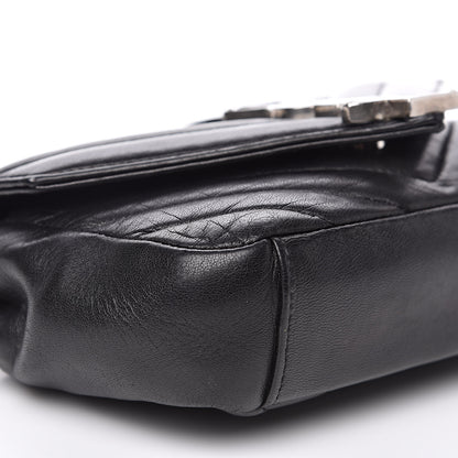Saint Laurent Grained Calfskin Matelasse Chevron Monogram Classic Baby Chain Bag Black 8 of 14