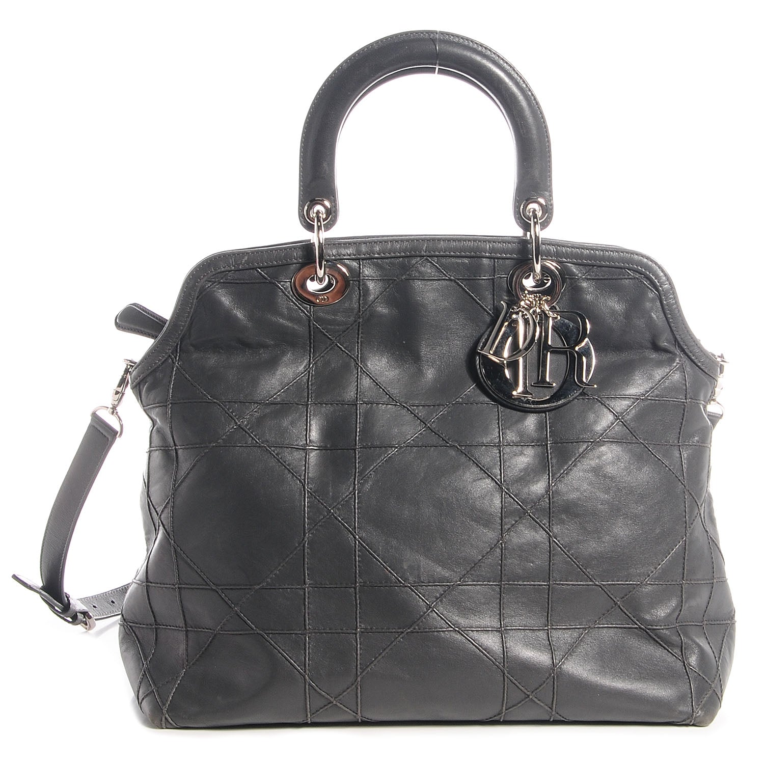 Christian Dior Lambskin Cannage Medium Granville Tote Grey 1 of 11