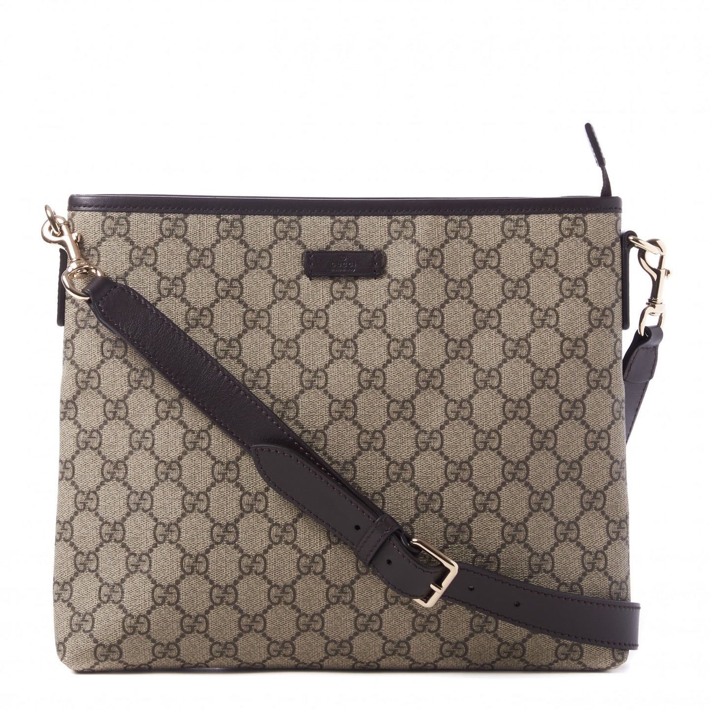 GG Plus Monogram Medium Flat Messenger Bag Dark Brown