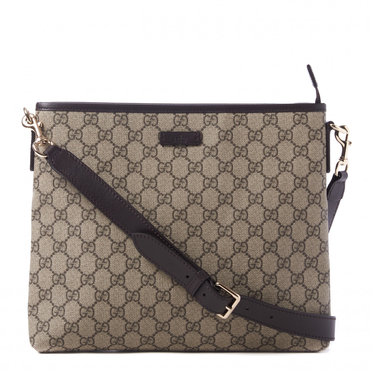 Gucci GG Plus Monogram Medium Flat Messenger Bag Dark Brown 1 of 10