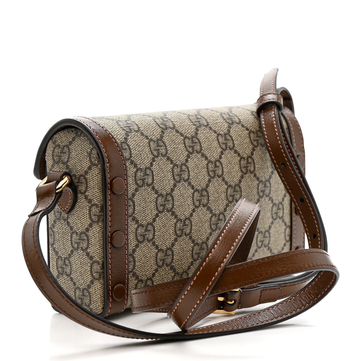 Gucci GG Supreme Monogram Mini Horsebit 1955 Shoulder Bag Beige Brown Sugar 3 of 12
