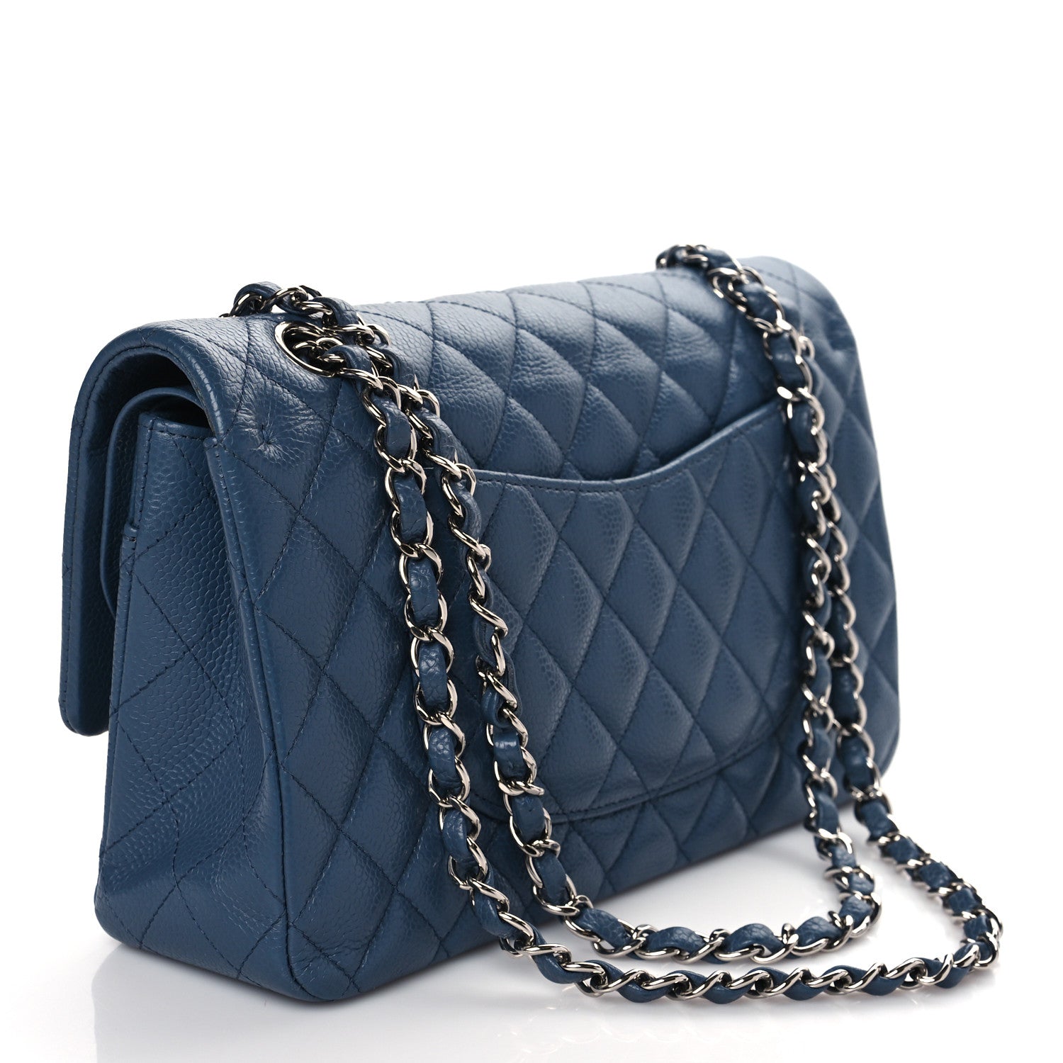 Chanel Caviar Quilted Medium Double Flap Blue 2 of 9