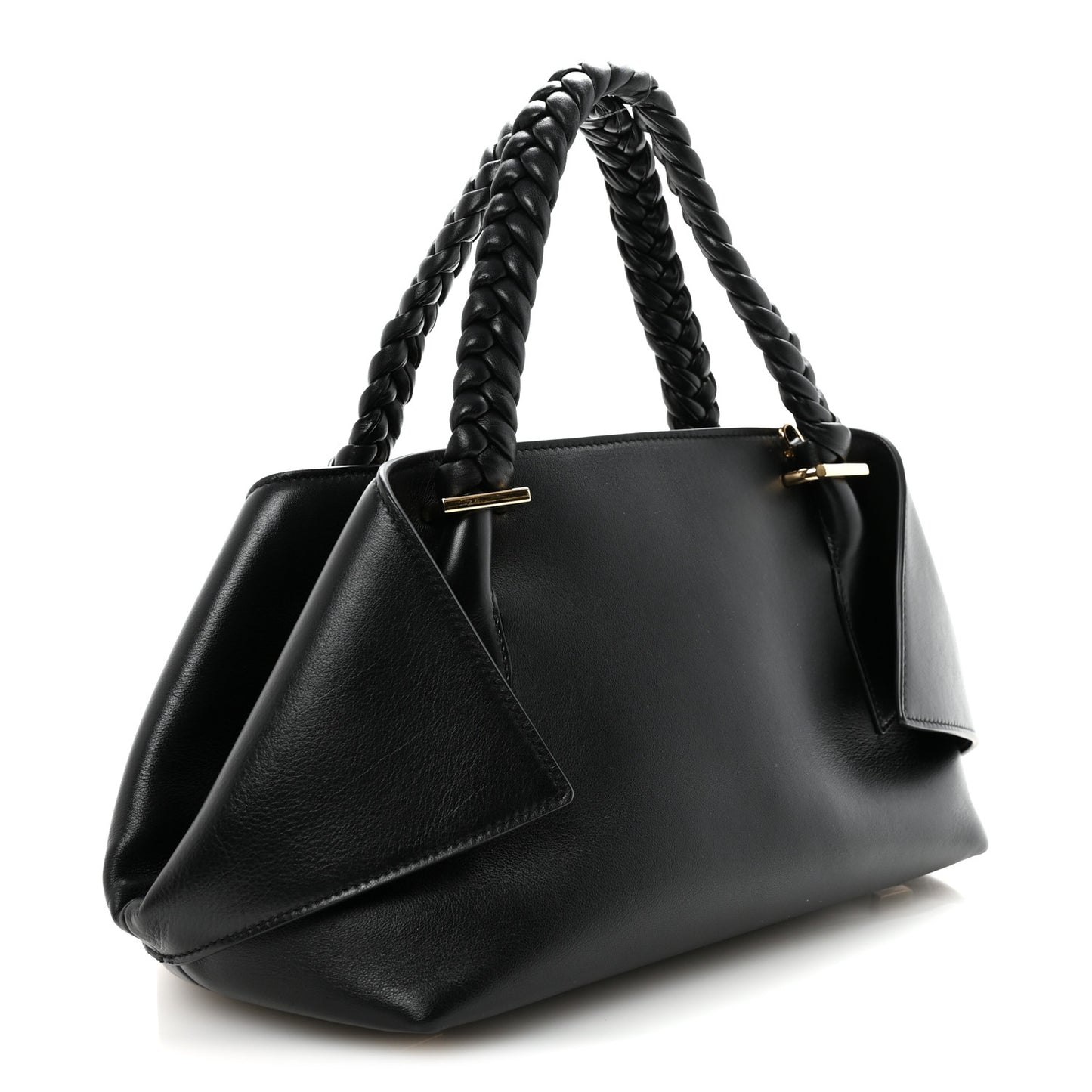 Calfskin Braided Small Blossom Top Handle Bag Black