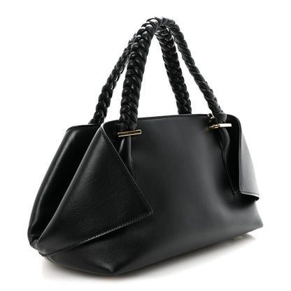 Salvatore Ferragamo Calfskin Braided Small Blossom Top Handle Bag Black 3 of 9