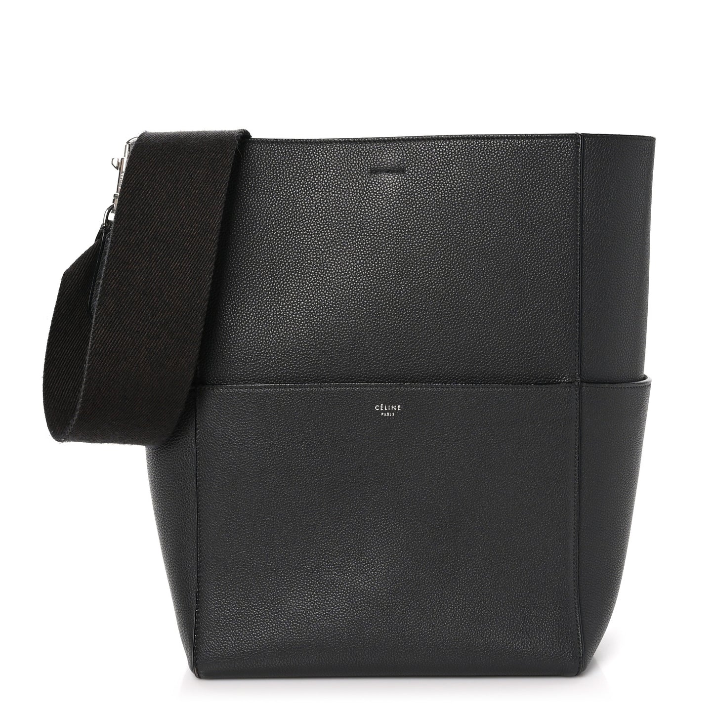 Soft Grained Calfskin Sangle Bucket Bag Black