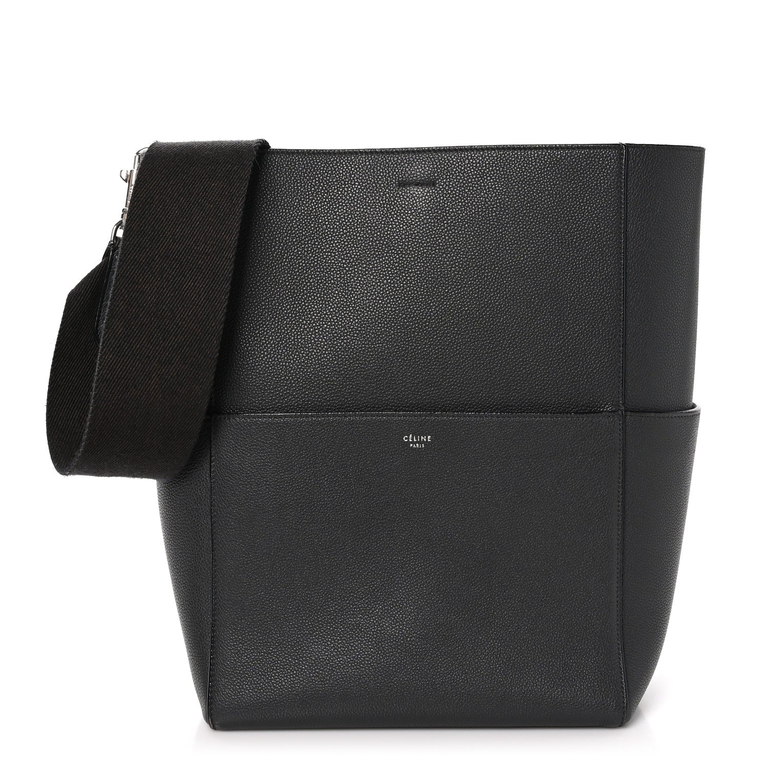 Celine Soft Grained Calfskin Sangle Bucket Bag Black 1 of 11