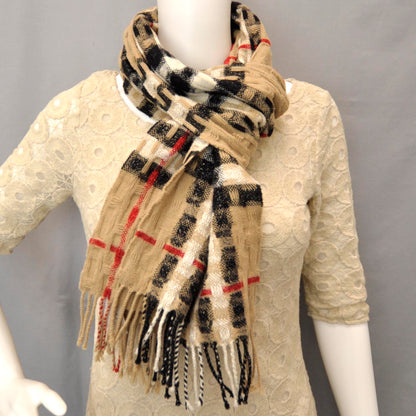Burberry Merino Wool Cashmere Check Scarf Camel 2 of 4