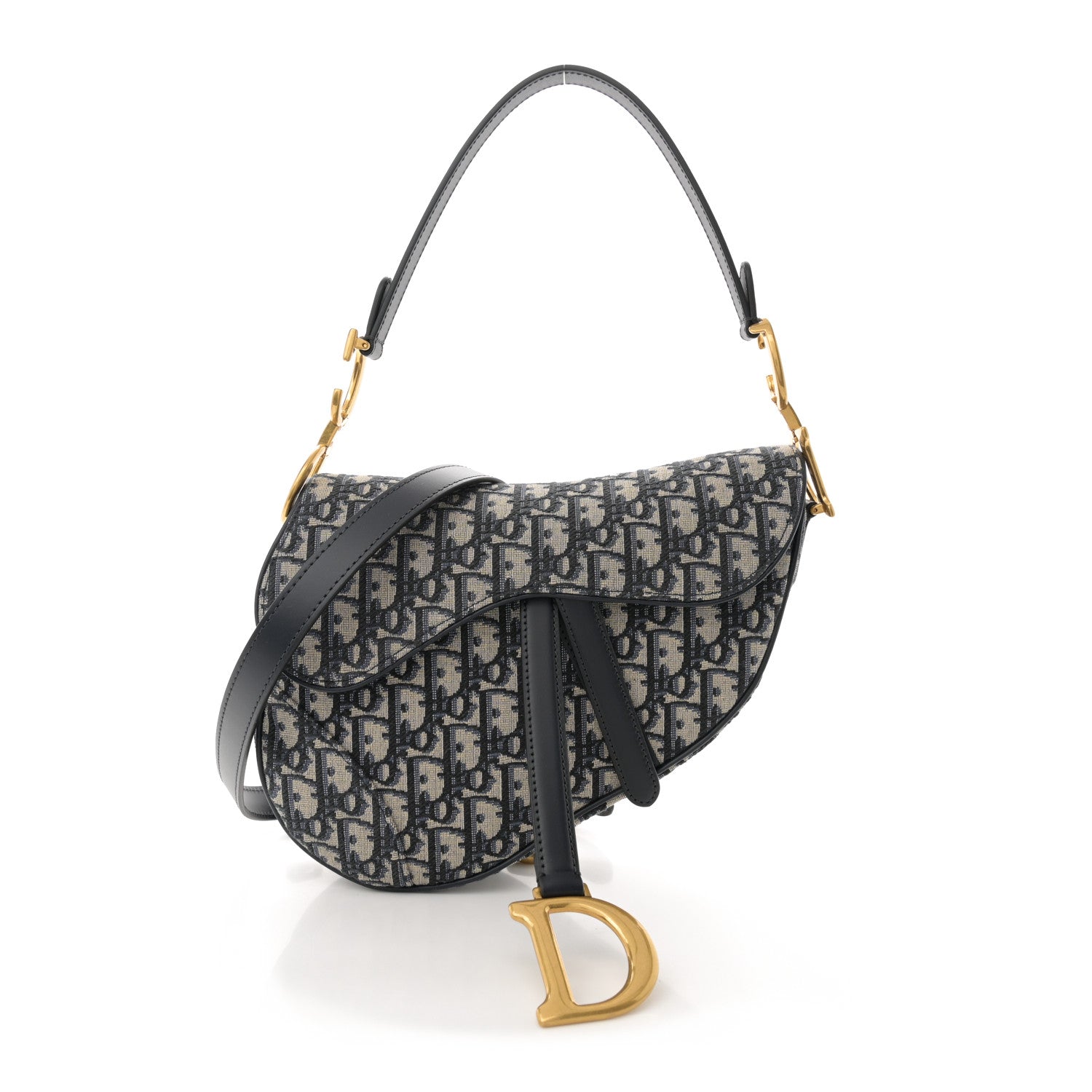 Christian Dior Oblique Saddle Bag With Strap Blue 1 of 10