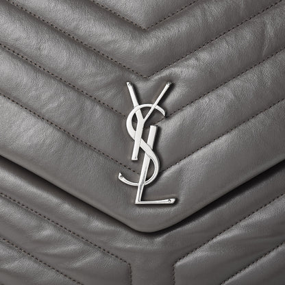 Saint Laurent Calfskin Y Quilted Monogram Large Loulou Chain Satchel Earth 9 of 15