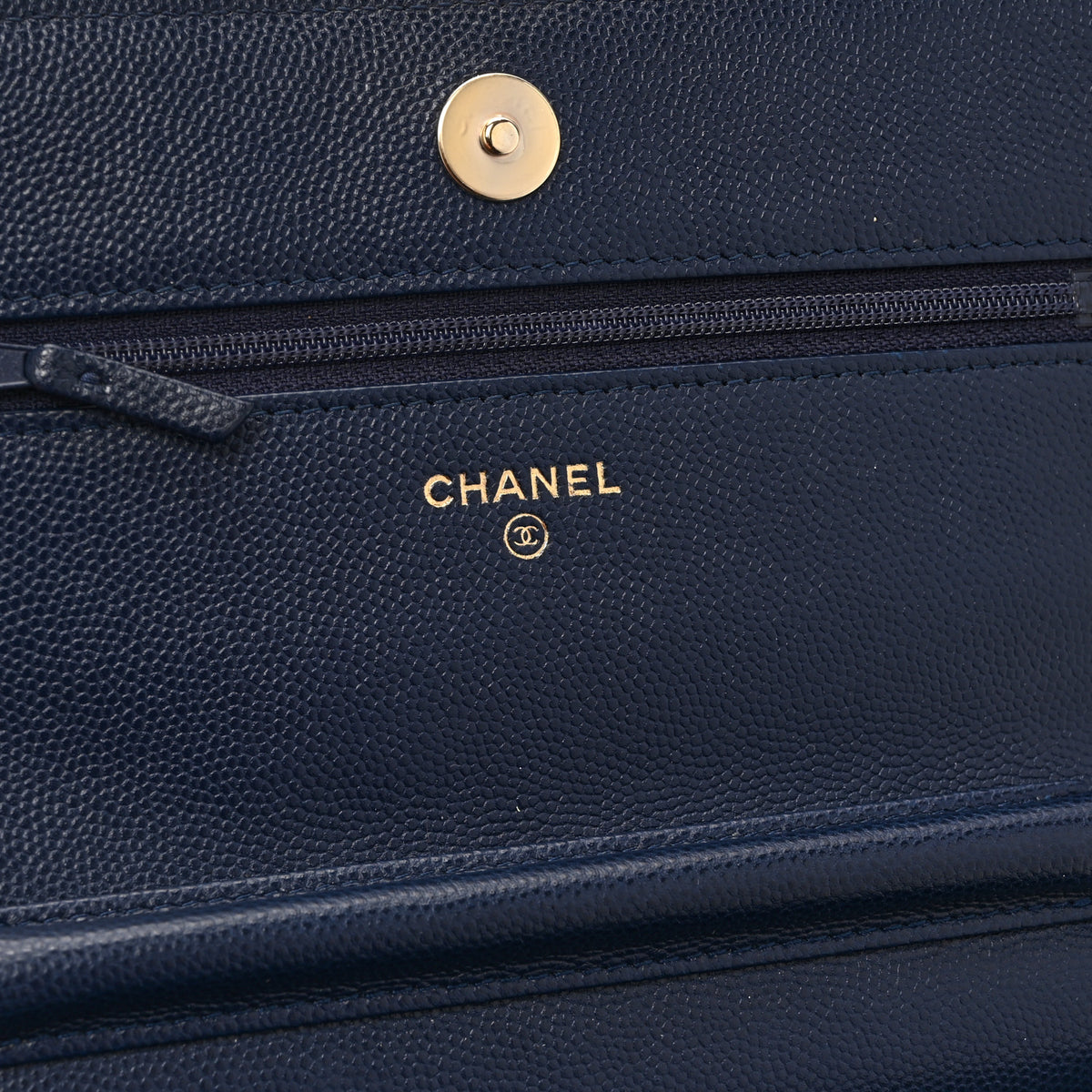 Chanel Caviar Quilted Crystal CC Wallet On Chain WOC Navy 6 of 12