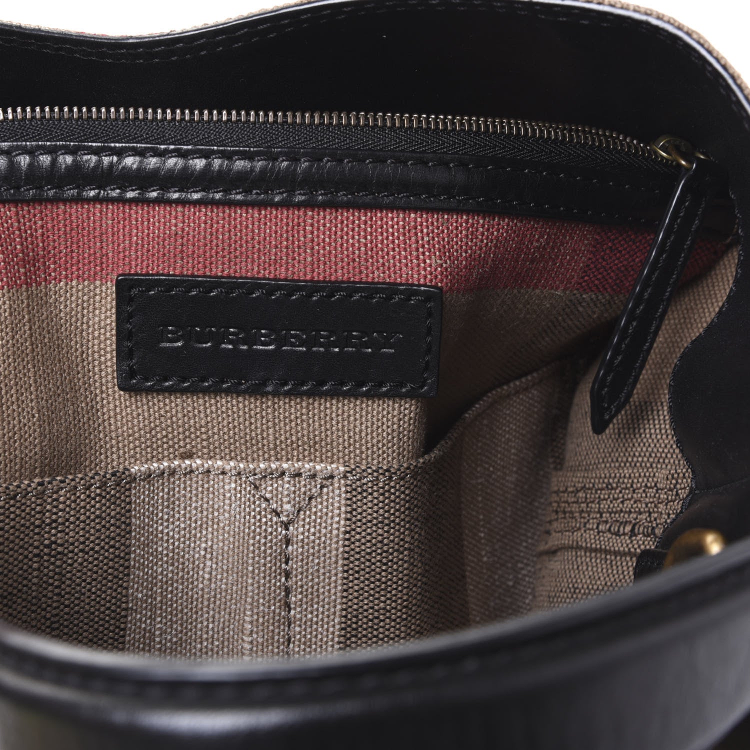 Burberry Canvas Mega Check Medium Ashby Hobo Black 9 of 12
