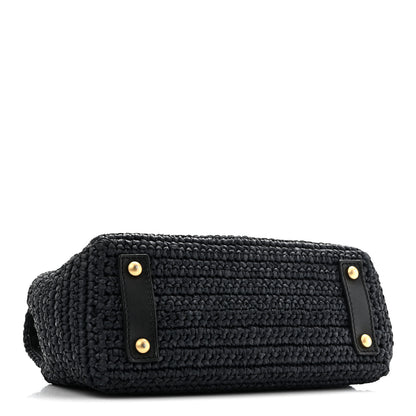 Chanel Straw Raffia Shoulder Bag Navy Blue 4 of 13