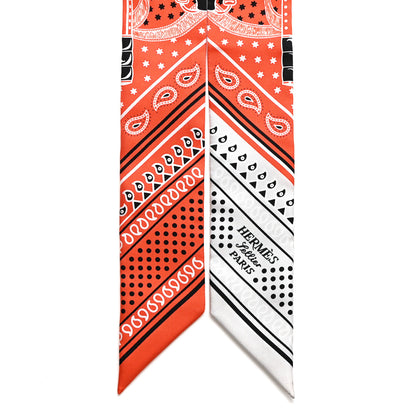 Hermes Silk Eperon D'Or Bandana Twilly Vermillon Gris Perle 2 of 5