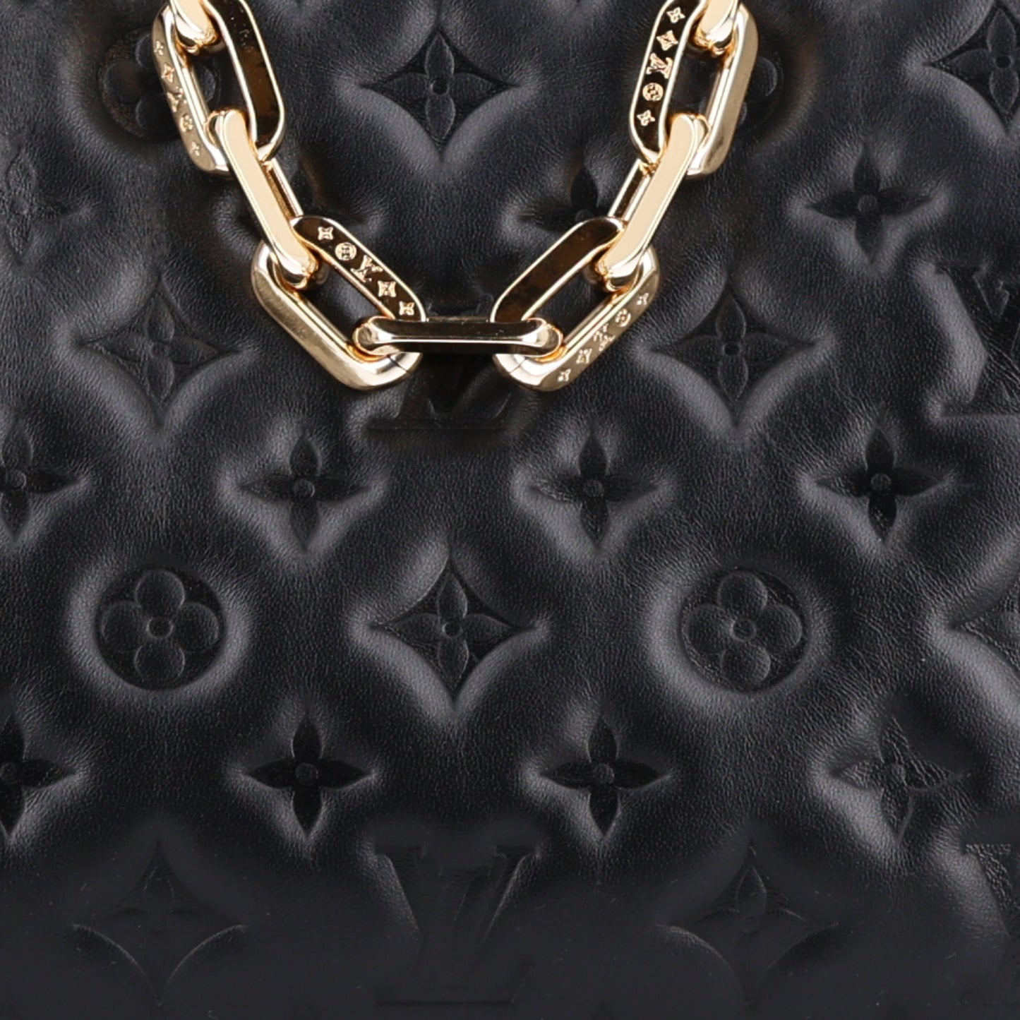 Lambskin Embossed Monogram Coussin PM Black