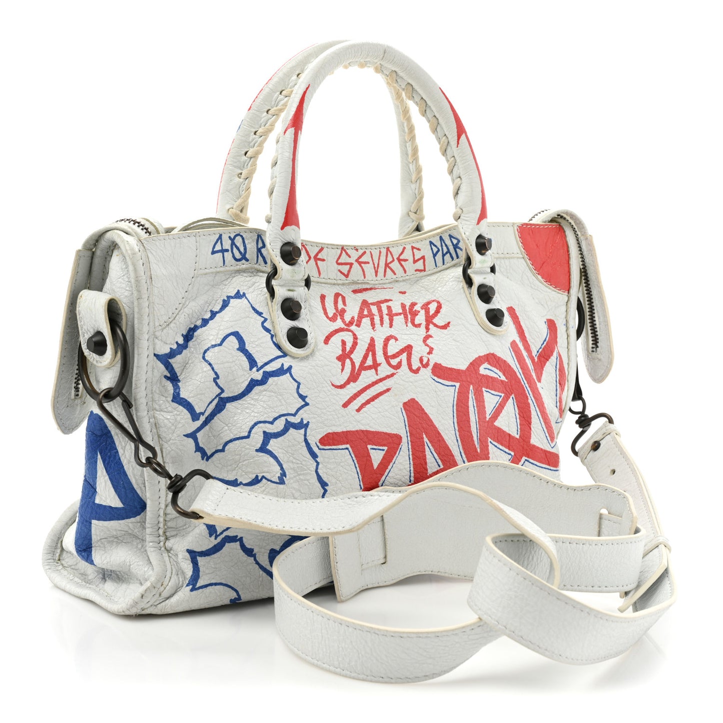 Agneau Graffiti All Over Classic Hardware S City White Bleu Rouge