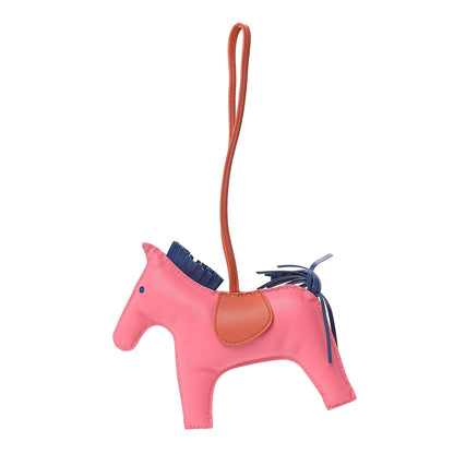 Hermes Milo Lambskin Grigri Rodeo Horse Bag Charm GM Rose Azalee Cornaline Bleu De Malte 1 of 4