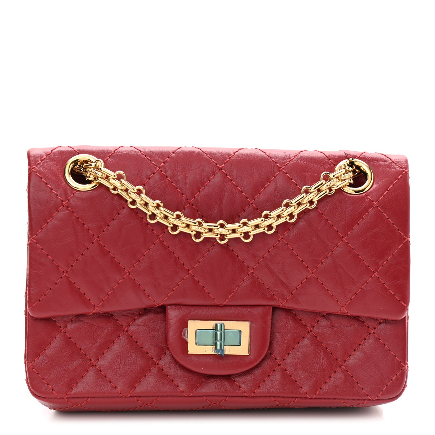 Aged Calfskin Quilted 2.55 Reissue Mini Flap Red