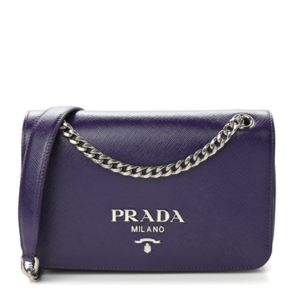 Prada Saffiano Vernice Flap Chain Crossbody Bag Viola 1 of 9