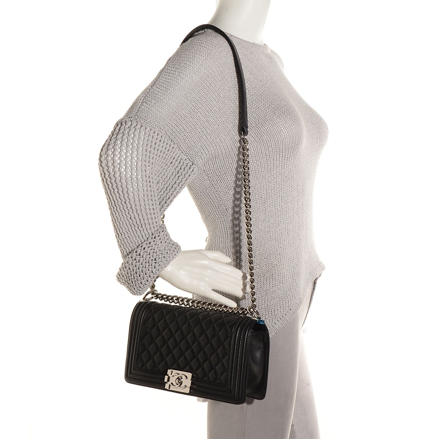 Chanel Calfskin Quilted Medium Boy Flap Black 2 of 9