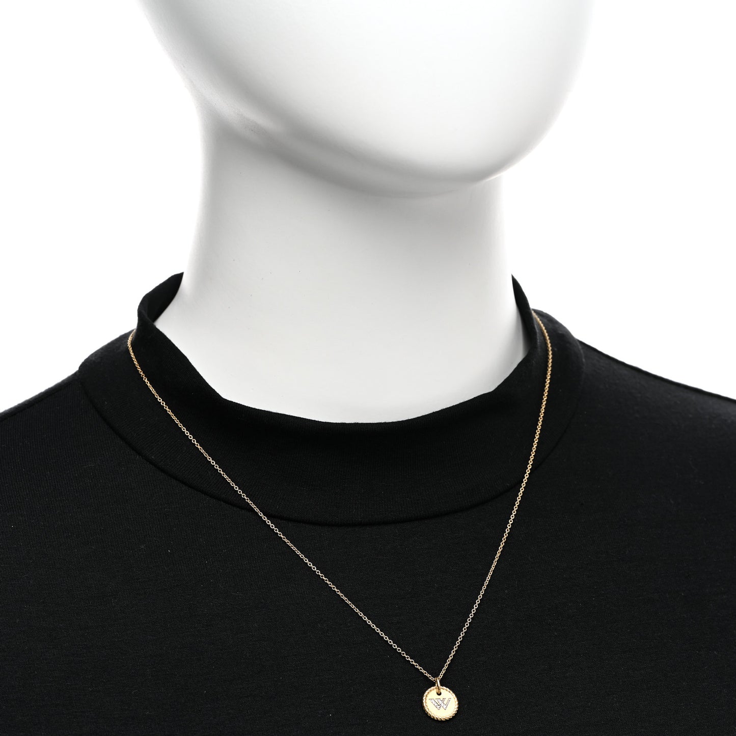 18K Yellow Gold Diamond Initial W Charm Pendant Necklace